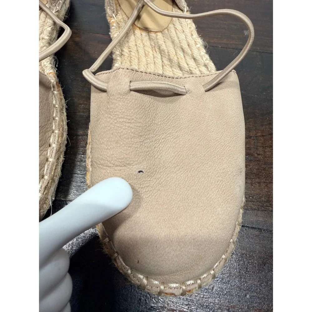 Eileen Fisher Nude Leather Lace Up Espadrille Flats Women's Sz 6‎